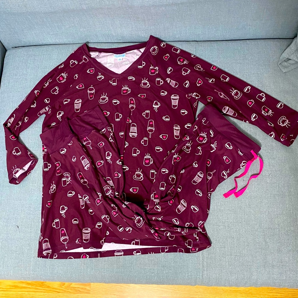 LuLaRoe Holly Coffee Pajama Set